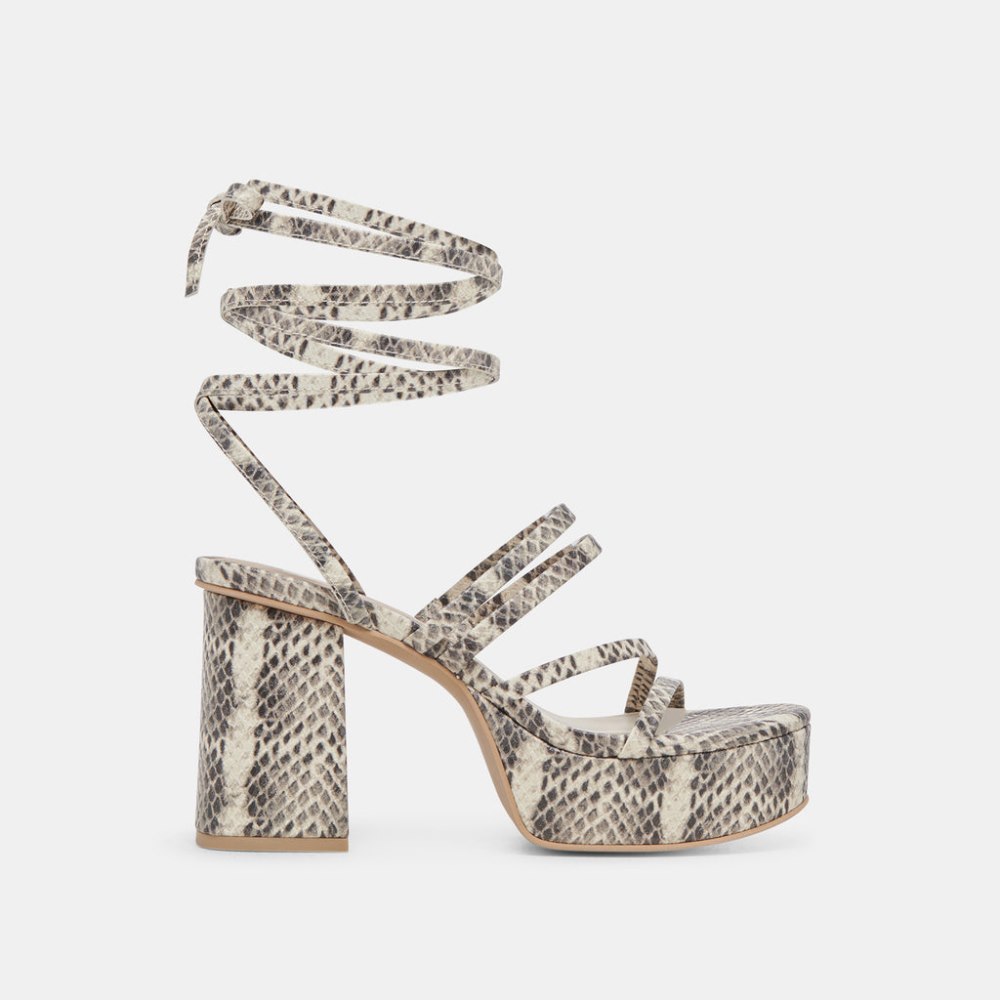 Dolce Vita Barbs Heels Grey White Embossed Stella