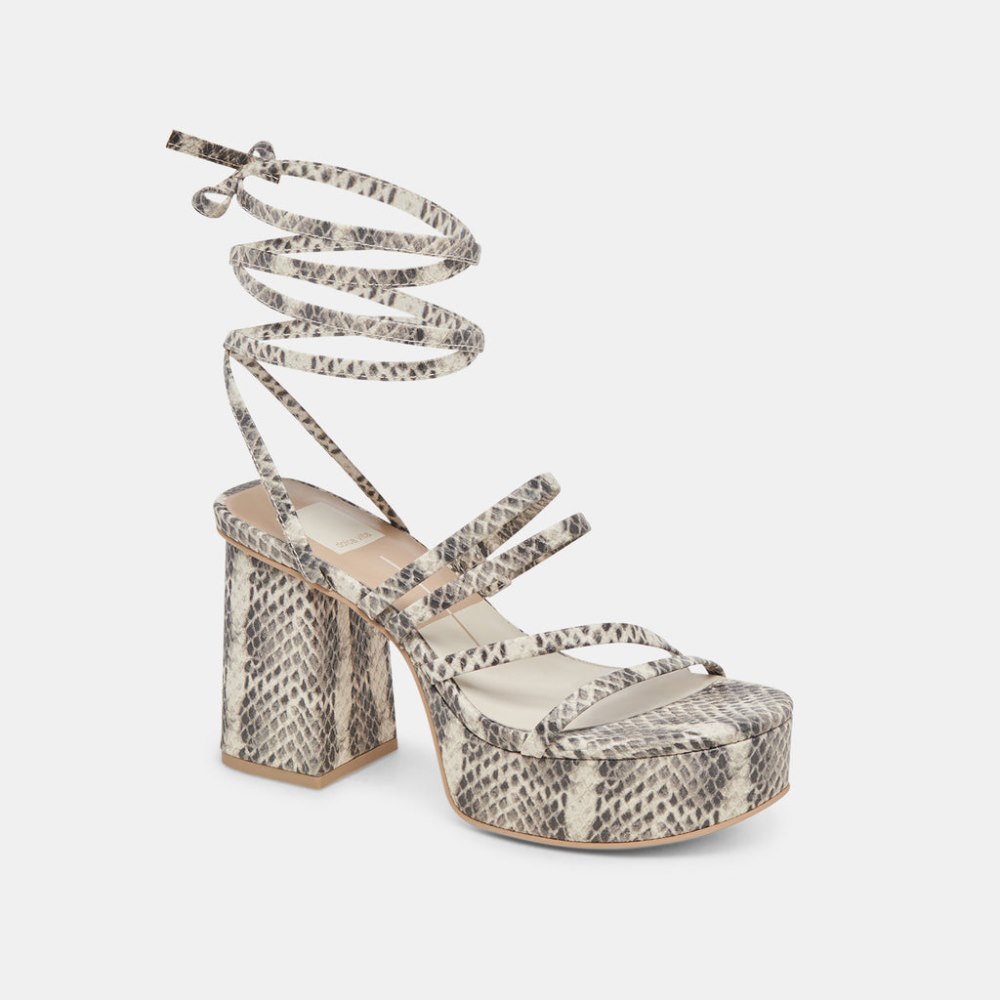 Dolce Vita Barbs Heels Grey White Embossed Stella