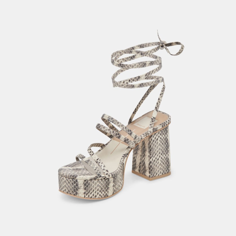 Dolce Vita Barbs Heels Grey White Embossed Stella