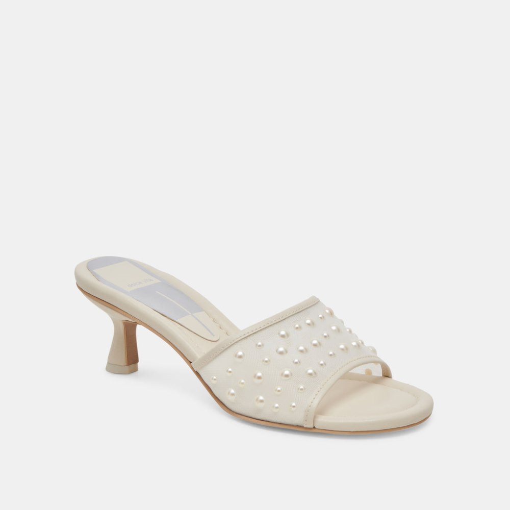 Dolce Vita Meeza Pearl Heels Ivory Mesh